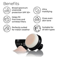 Brillare Zinc Powder Sunscreen SPF50 - Broad Spectrum Protection, Sweat Resistant Powder, Invisible Finish, Non-Greasy Formula - Skin-friendly Mineral Sunscreen for Daily Use