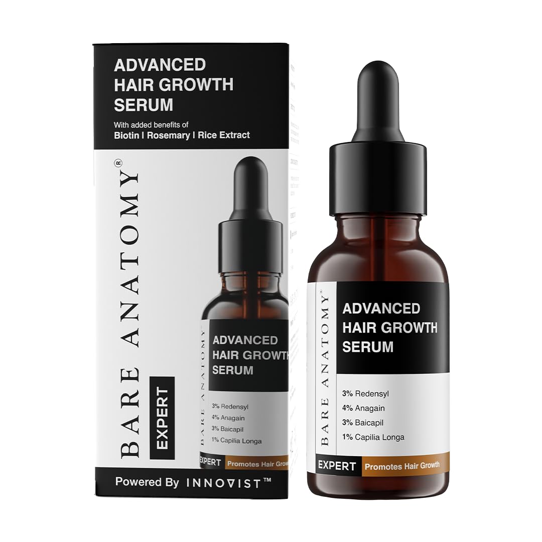 Bare Anatomy Advanced Hair Growth Serum 30ml and Bare Anatomy Anti Hair Fall Shampoo|5x Hair Fall Control & Growth - 250ml