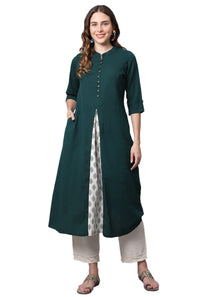 Pistaa's  Women Cotton Printed Cut Regular Kurta