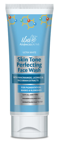 Iba Advanced Activs Ultra White Skin Tone Perfecting Face Wash | No Parabens & Sulfates | High Foam | For Lighter, Even Tone Skin | Halal Certified & Vegan - 100 ml