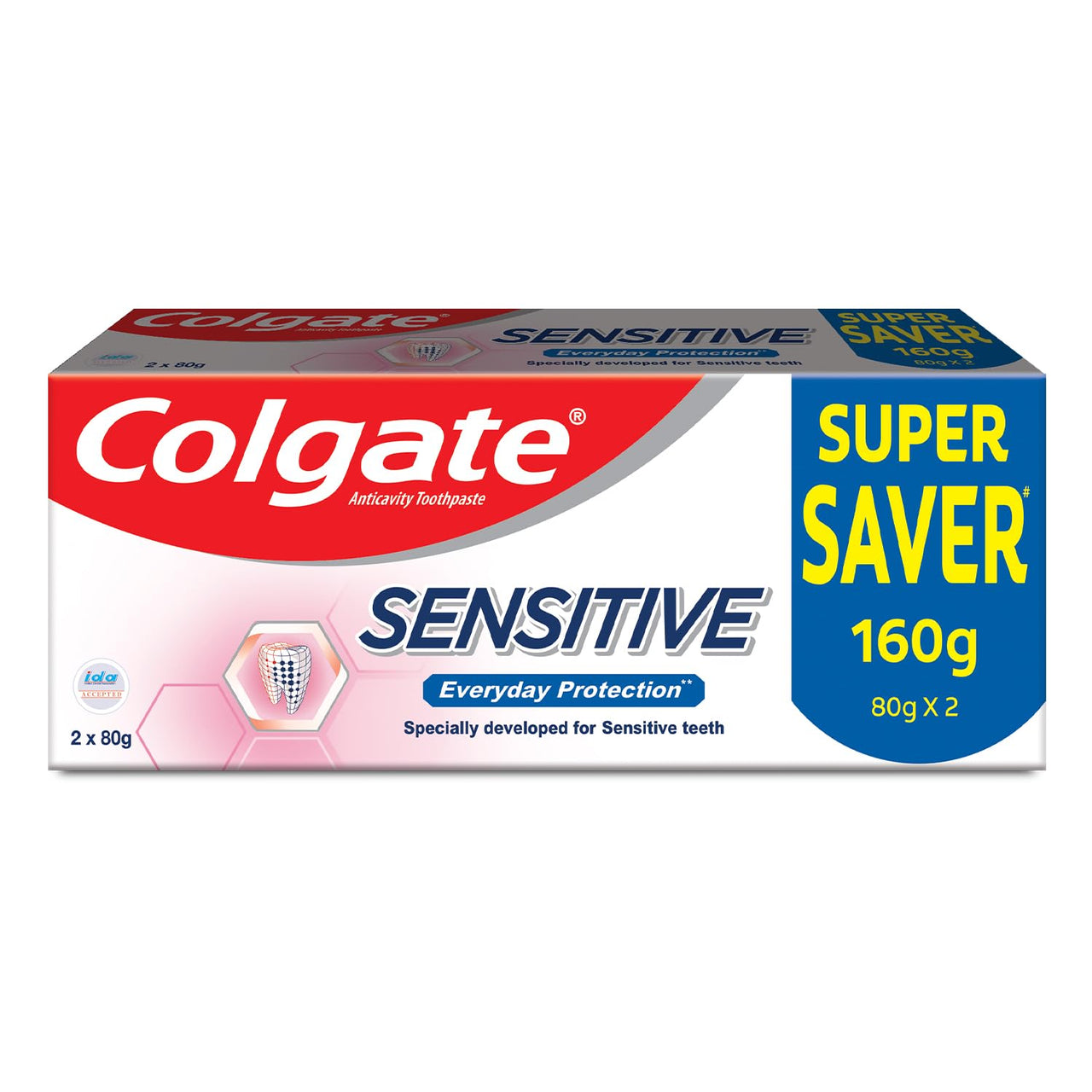 Colgate Sensitive Everyday Protection Toothpaste, Combo Pack Of 160g (80g X 2), Specifically Developed For Sensitive Teeth & Healthy Gums, Tooth paste For Prevention Of Cavities & Plaque