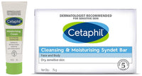 Cetaphil Moisturising Cream for Face & Body, Dry to Normal skin, 80 gm&Cetaphil VVF India Cleansing And Moisturising Syndet Bar, 75g