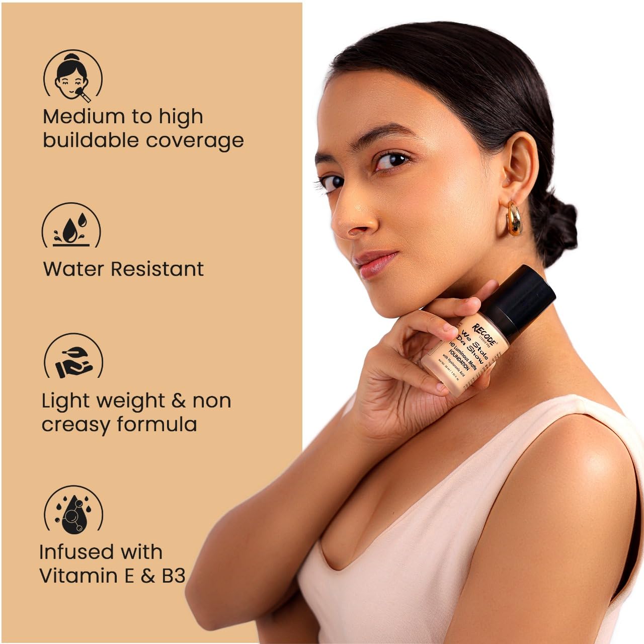 Recode HD Luminous Matte Foundation|30 ML|Alhind