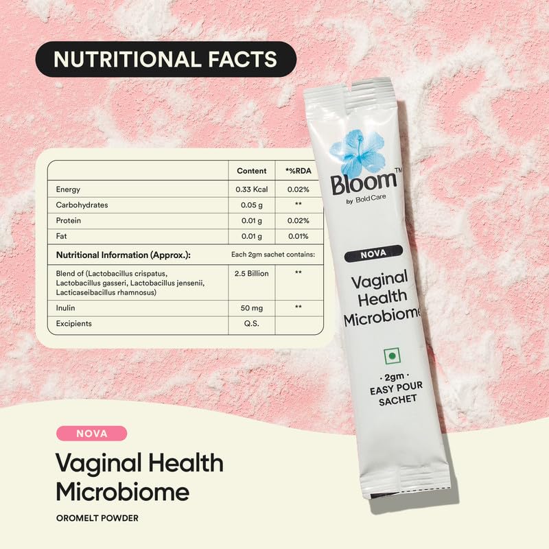 Bloom Vaginal Microbiome Oromelt Powder | 20 Easy Pour Sachets (Pack of 1) | For Vaginal Health & UTI Prevention | Probiotic | Reduces Inflammation & Bacterial Infection | Strawberry Flavour |