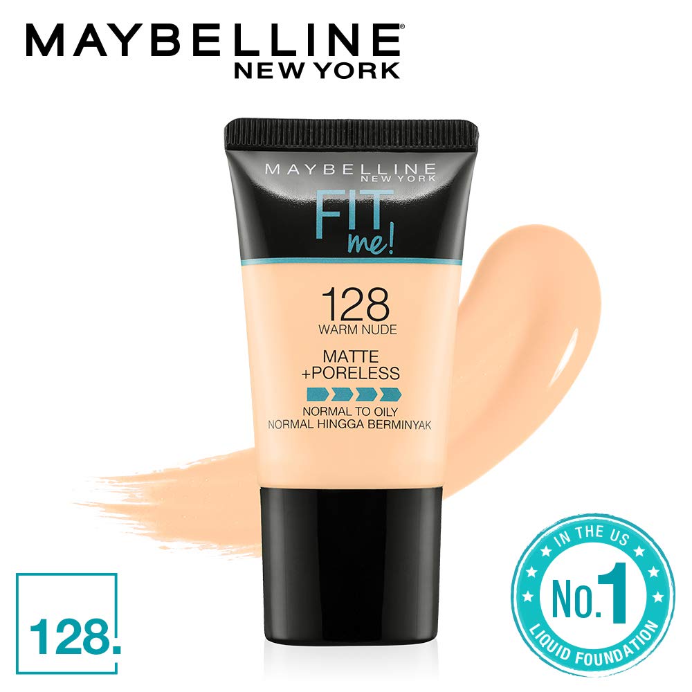 Maybelline New York Colossal Bold Eyeliner, Black, 3G And Maybelline New York Fit Me Matte+Poreless Liquid Foundation Tube, 128 Warm Nude, 18Ml