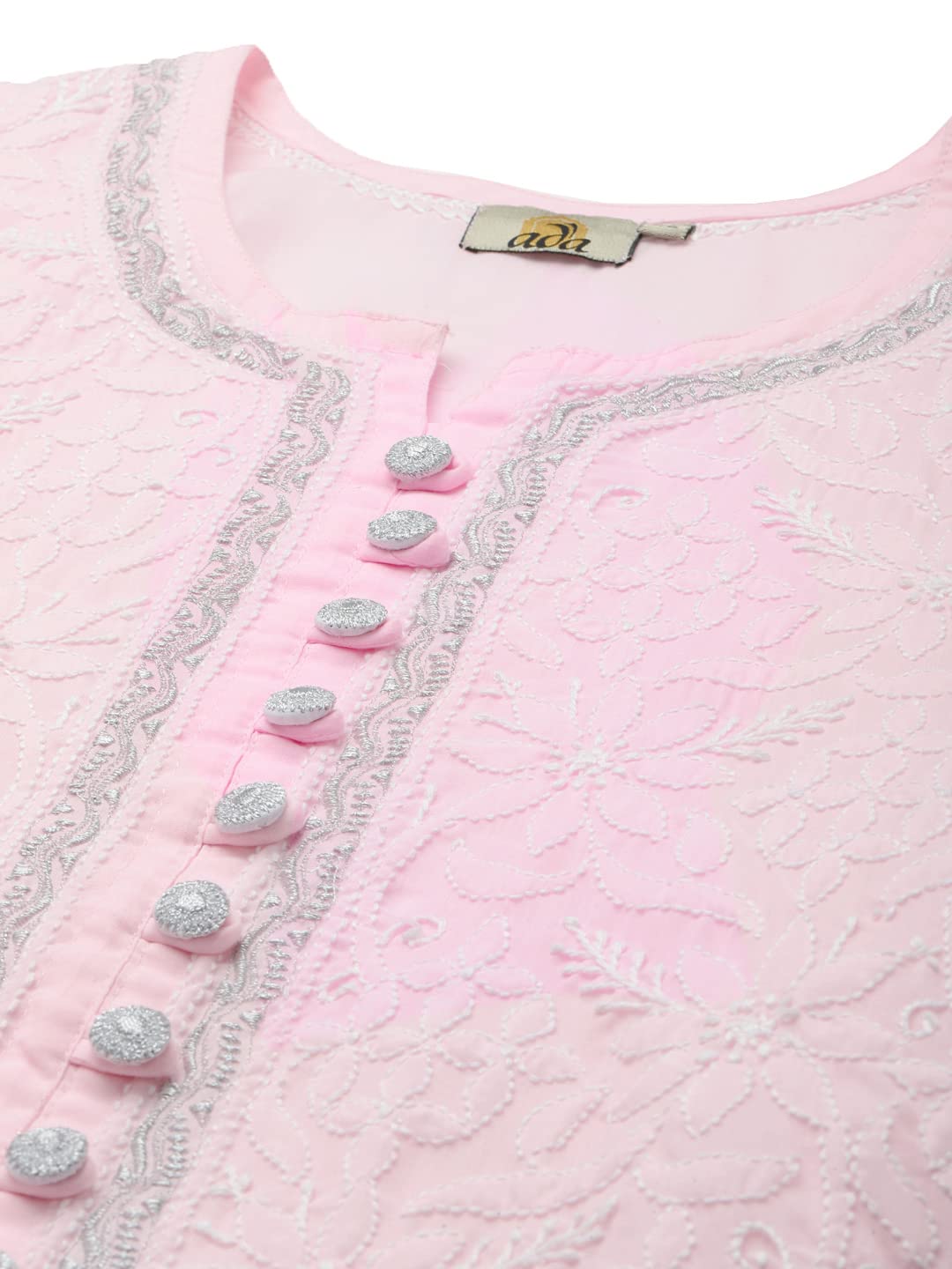 Ada Women's  Hand Embroidered Lucknowi Chikankari Cotton Straight Short Top Kurti A178625