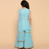 AJ DEZINES Kids Foil Print Sleeveless Kurta and Sharara Set For Girls 6 Years-7 Years