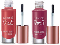 Lakmé 9To5 Primer + Glossy Finish Nail Colour & 9 To 5 Primer + Gloss Nail Colour Combo, 6 Ml