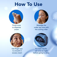 The Moms Co. Natural Vita Rich Under Eye Cream for Dark Circles for Women & Men enriched with Chia Seed Oil, Coffee Oil, Vitamines E & B3 with Cooling Massage Roller to Reduce Dark Circles, Puffiness and Fine Lines (15g/0.5 oz)