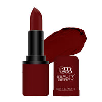 Beauty Berry Soft & Matte Lipstick | Moisturizing & Non Drying Formula with Velvet Matte Finish | Highly Pigmented and Lightweight Lipstick for Women (Wine Maroon, 4g)