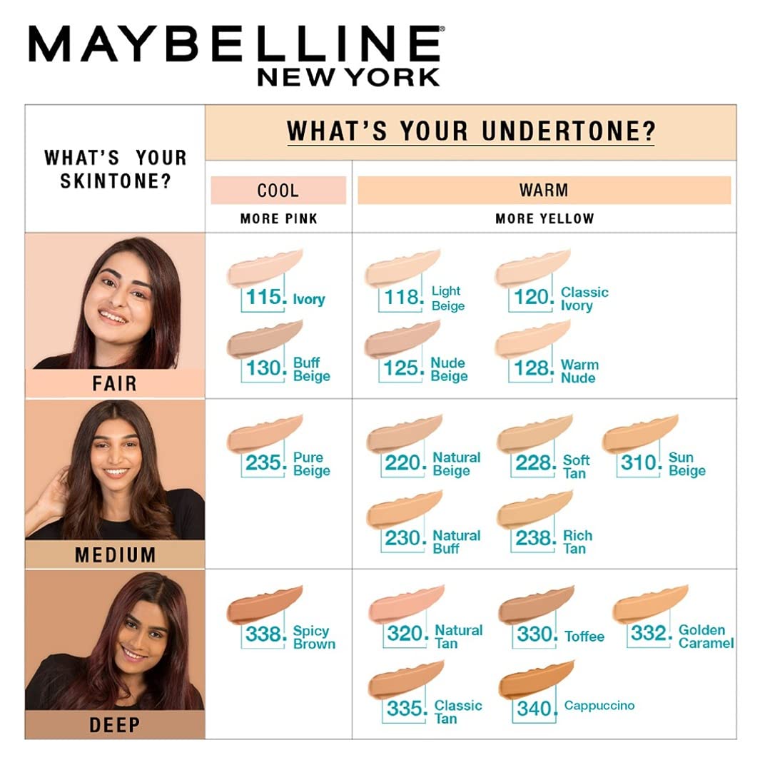 Maybelline New York Fit Me Matte+Poreless Liquid Foundation & Compact Powder For Oily Skin,Natural, Matte, Fit Me Shade 128 Warm Nude, Everyday Base, Flawless Base Makeup, Combo Pack, 8 Gm, Cream