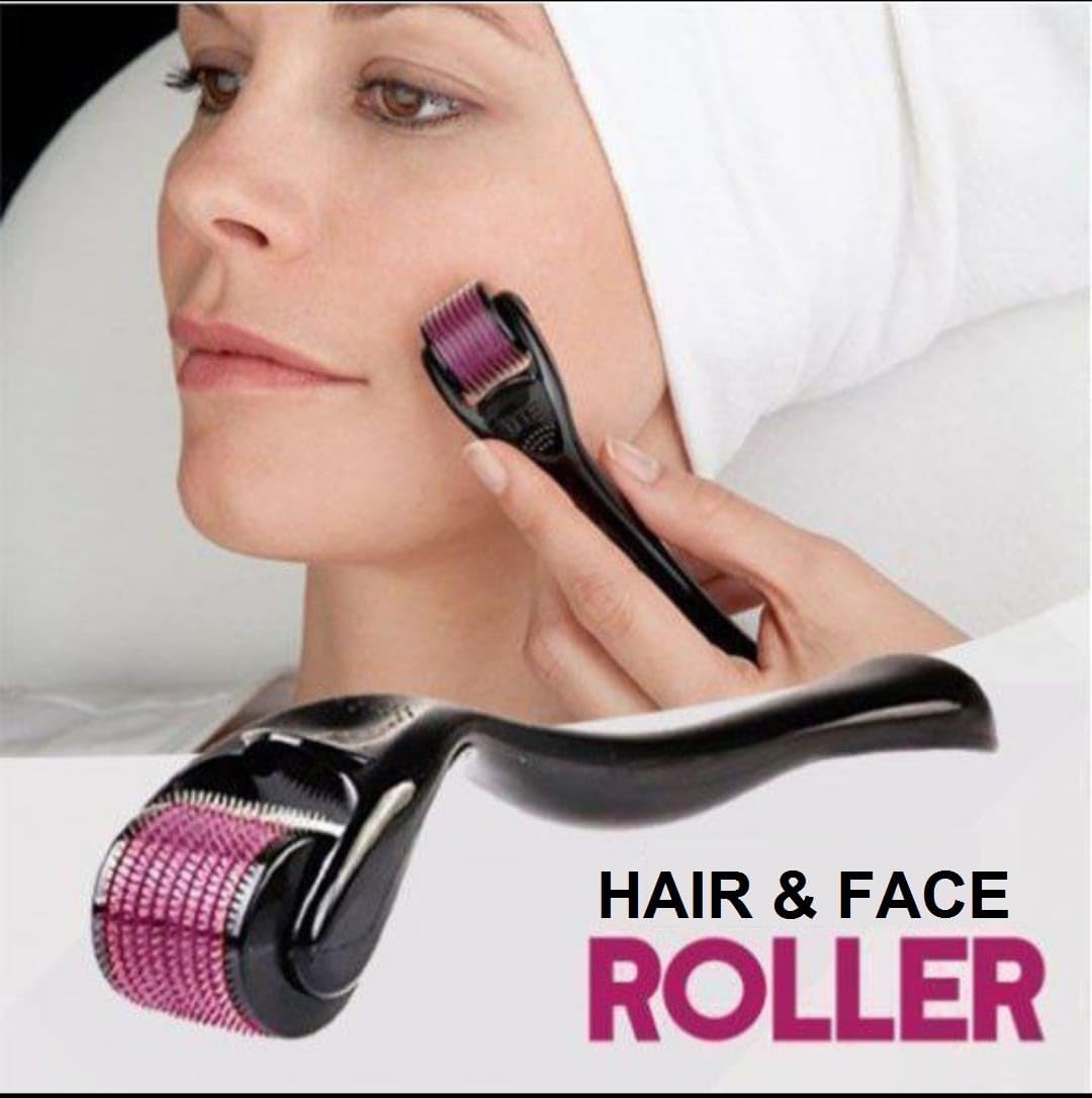 Derma Roller for Hair Growth and Facial Skin-Stimulates Hair Follicles & Reduces | Improves Scalp Health | 0.5mm Size | 540 Titanium Needles (Facial Roller/hair Roller)