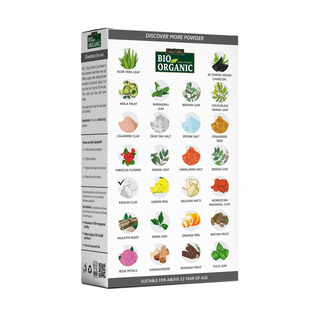 INDUS VALLEY Natural Kaolin Clay Powder | China clay - For Acne, Blackheads And For Glowing Skin 100g