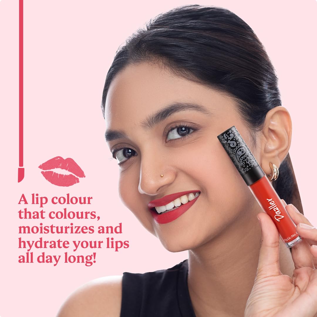 DAZLLER All Day Lipcolour|Moisturizing Kokum Butter|Non-Transfer & Smudge-Proof|8hr Stay|Liquid Lipstick for Women|DLC002 Candy|6g