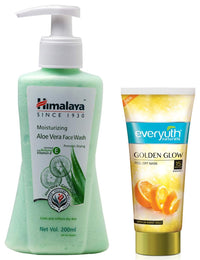 Himalaya Moisturizing Aloe Vera Face Wash, 200ml and Everyuth Naturals Advanced Golden Glow Peel-off Mask with 24K Gold, 90g