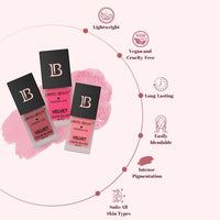 Lakyou Beauty Velvet Liquid Blush Matte | Light Weight | Highly Pigmented | Long-lasting | Easily Blendable | All Skin Types | Shade-04 (Red Romance) 15ml