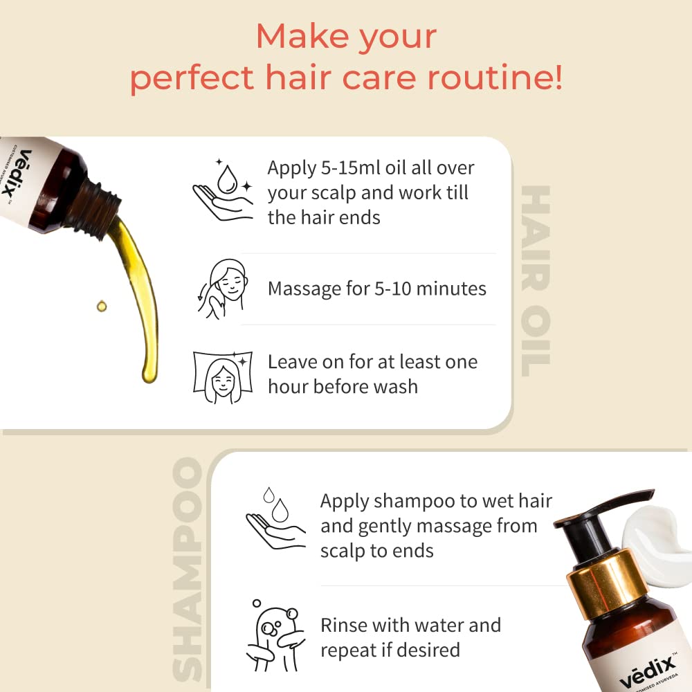 Vedix Ayurvedic Hair Care Combo Pack - Customized Oil and Dry Shampoo for Dry Hair With Oily Scalp & Wavy or Curly Hair - 200 ml