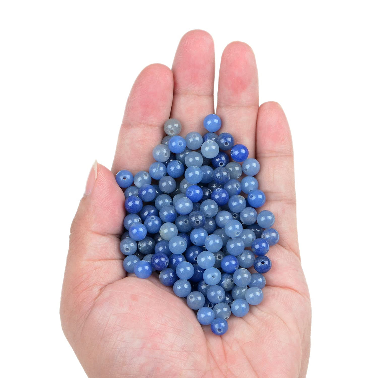 Bymitel 210pcs Natural Crystal Beads Stone Gemstone Round Energy Healing Loose Beads with Stretch Cord for Jewelry Making Bracelets Anklets (Blue Aventurine, 6mm 210pcs) Blue Aventurine