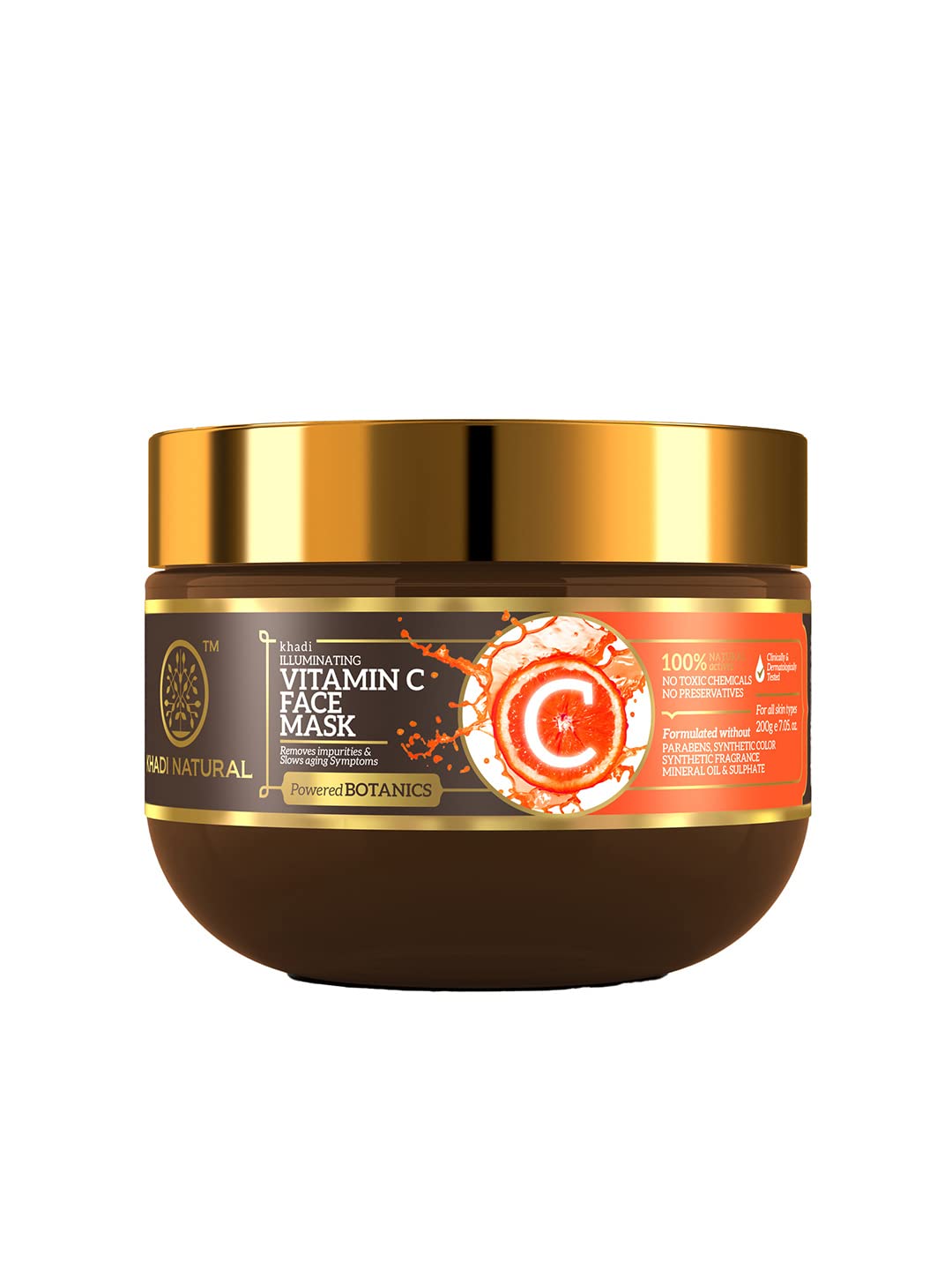 Khadi Natural Vitamin C Face Mask | Face Mask for Reducing Fine Lines & Wrinkles | Paraben, Mineral Oil & Sulphate Free |Suitable for All Skin Types | Powered Botanics