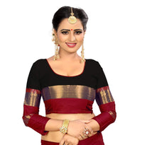 PAREVDEE Women's  Dobby Cotton Saree With Blouse Piece