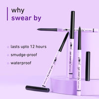 Plum Eye-Swear-By Kajal | Deep Black | Creamy Smooth | Smudge-Proof & Waterproof | Long-Lasting | Twist-Up Pencil | Enriched with Vitamin E | 100% Vegan & Cruelty-Free | 0.35g