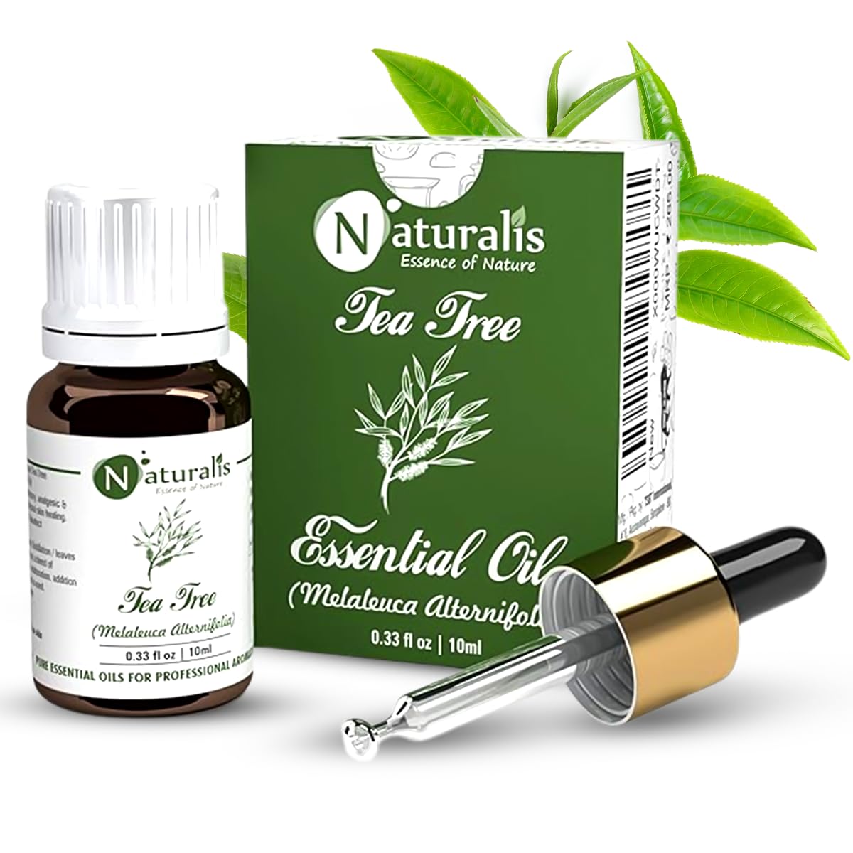 Naturalis Tea Tree Oil - Tea Tree Oil for Acne, Pimples and Scar - Pure and No Dilution Tea Tree Hair Oil - No Solvents - Ideal for Aromatherapy - 10ml
