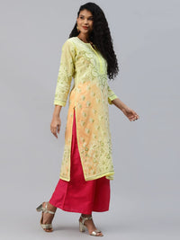 Ada Hand Embroidered Lucknowi Chikankari Straight Cotton Kurti Kurta for Women A220999 White 2XL