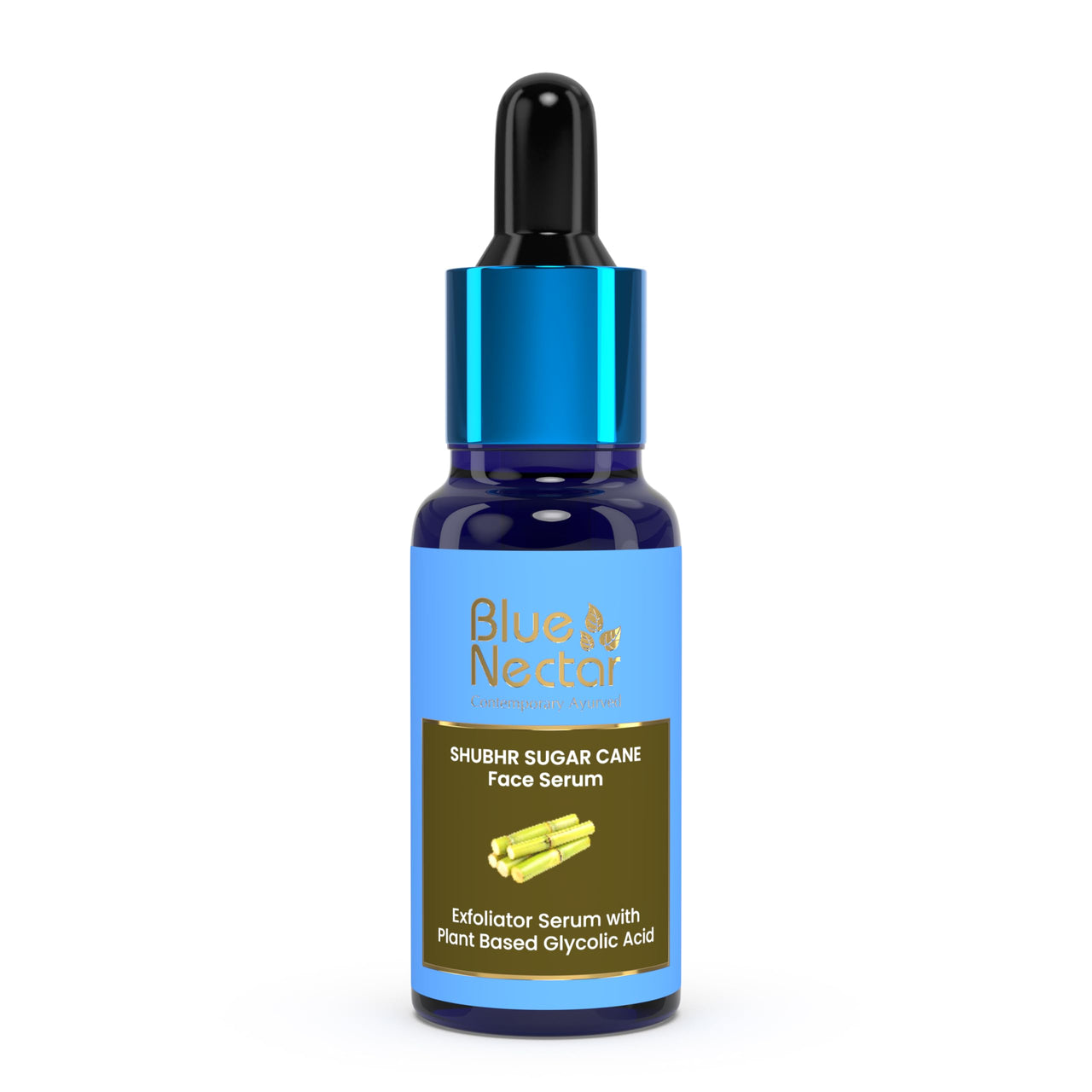 Blue Nectar AHA Exfoliator for Face with Plant Based Glycolic Acid from Sugarcane for Deep Exfoliation | AHA Peeling Solution Exfoliating Face Serum for Blackheads & Tan Removal |10 Min Facial Exfoliation (14 Herbs,30ml)