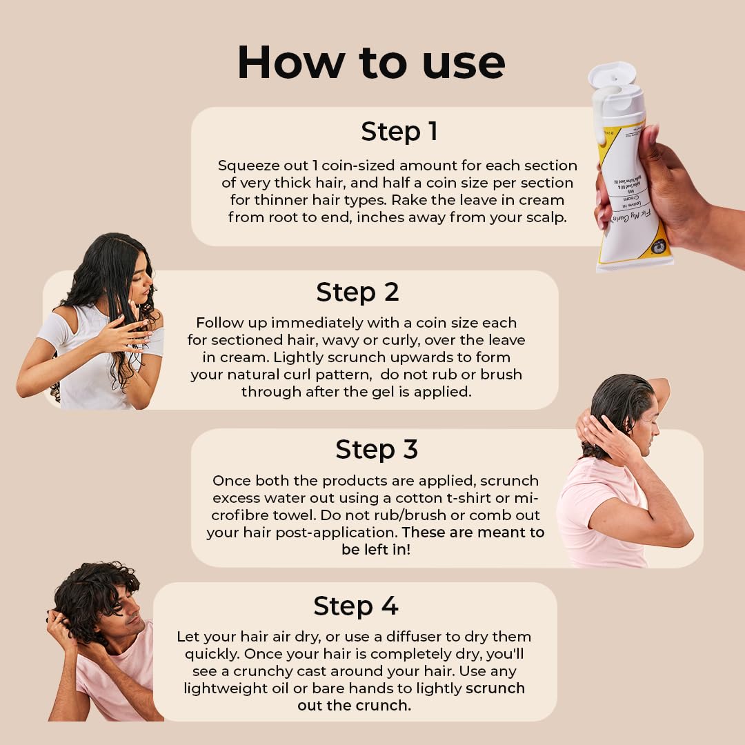 Fix My Curls Protein Styling Duo| For Curly, Wavy, Dry & Frizzy Hair | Frizz Control | Silicone Free Curl Defining Cream & Gel| 100gm each