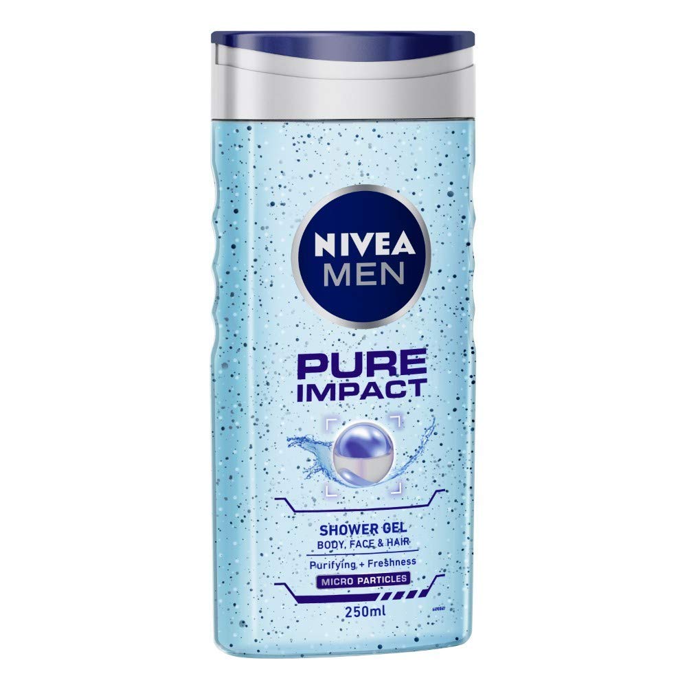 Nivea Men Face Wash, Deep Impact Intense Clean, 100g & Men Shower Gel, Pure Impact Body Wash, 250ml