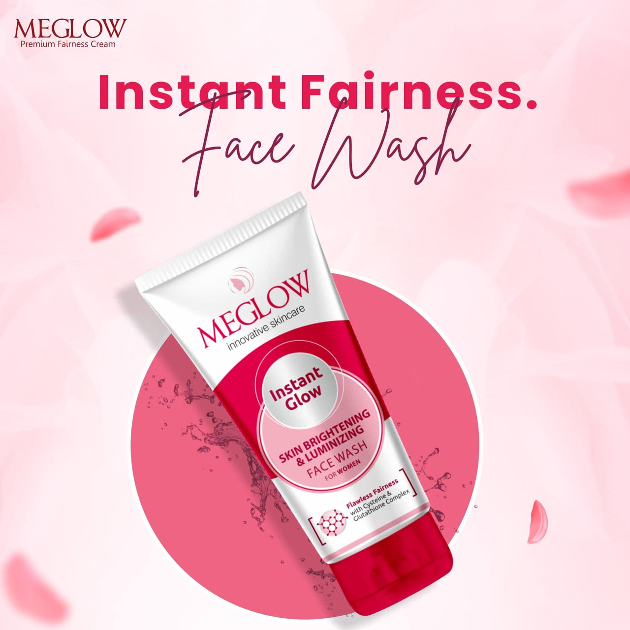 Meglow Women Fairness Combo Pack of 2- Fairness Cream (50g) with Aloevera Extract & Vitamin E |Instant Glow Facewash 70g With Skin Brightening and Luminizing |Paraben Free Formula