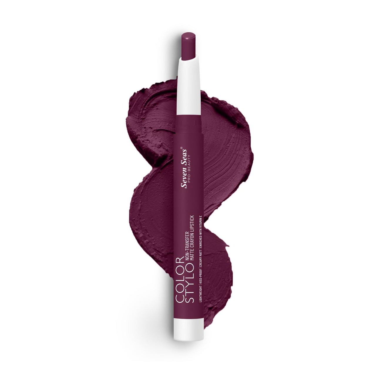 Seven Seas Color Stylo NonTransfer Matte Lipstick | Matte Finish Crayon Lipstick | Waterproof | Long Lasting | Lasts Up to 24 hours (Deep Purple)