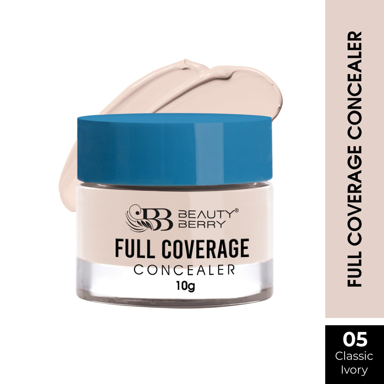 Beauty Berry Full Coverage Concealer, Easy to Blend, Ultra Lightweight & Long Lasting Concealer | Creamy Texture, Highly Pigmented, Waterproof Concealer for Face Makeup (CLASSIC IVORY -05, 1)