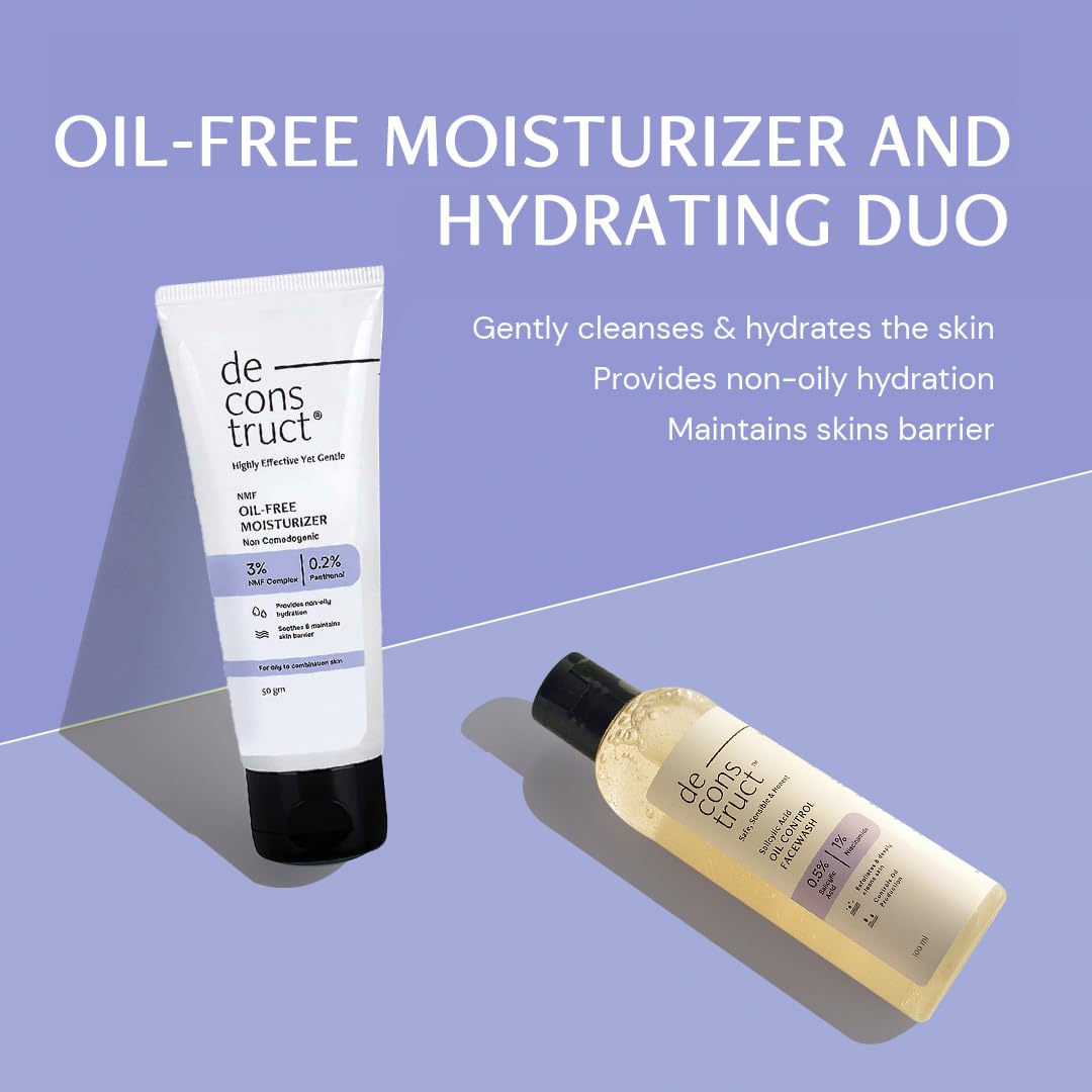 Deconstruct Daily Oil Free Cleanse & Hydrate Duo - Oil Control Face Wash + Oil- Free Moisturiser | Oil-free and Hydrated skin | Oily Acne Prone Skin