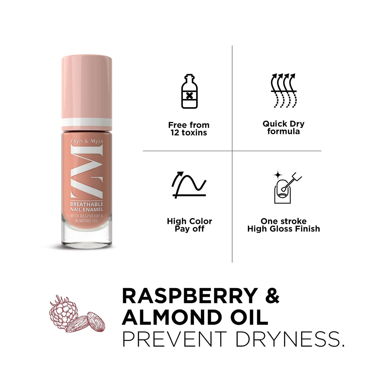 ZM Zayn & Myza Breathable Nail Enamel - Coffee Cream | Smooth Application | Quick-Drying I Longlasting I Chip-Defiant I Water Permeable | Glossy Finish | 100% Vegan, 6 ml