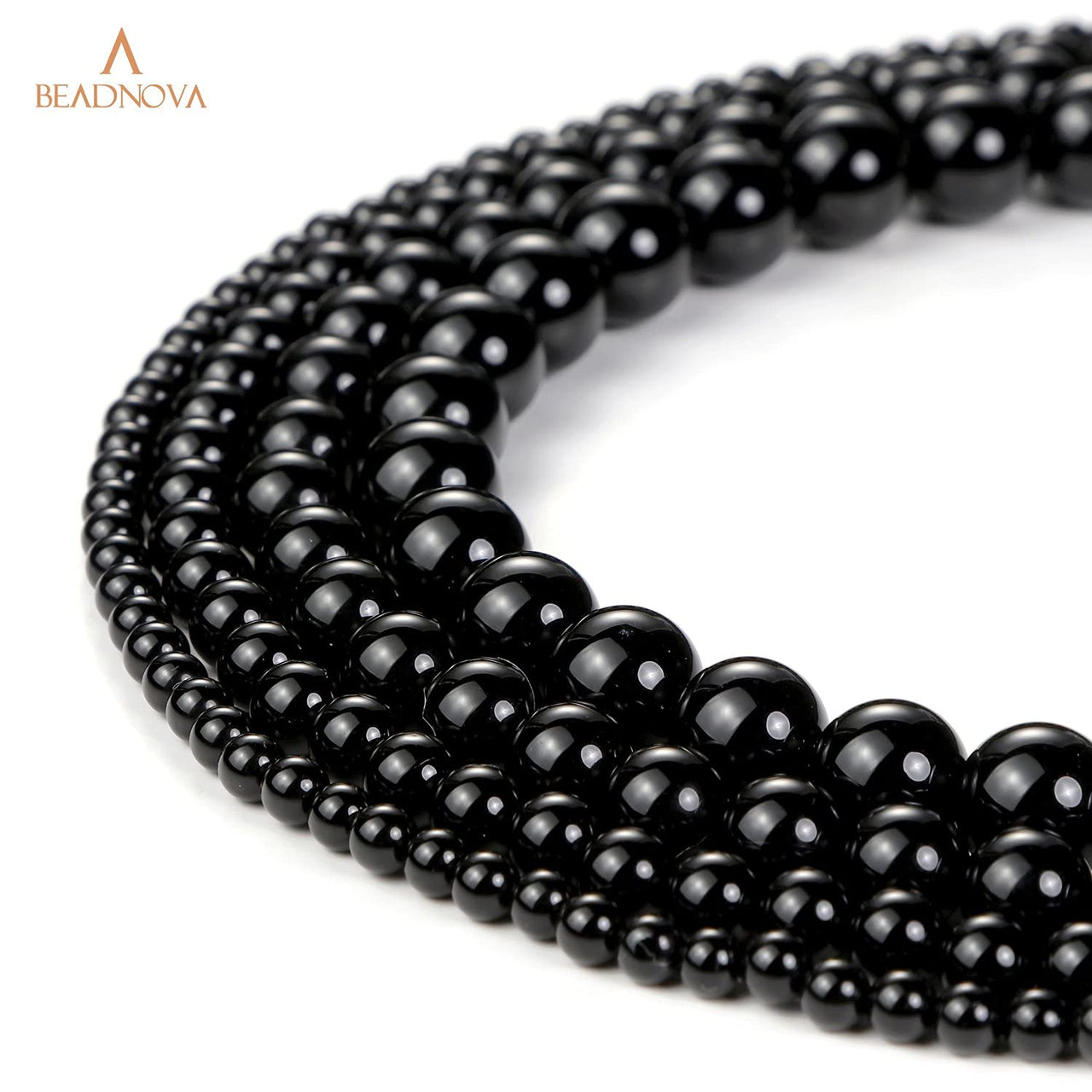 BEADNOVA Black Onyx Beads Natural Crystal Beads Stone Gemstone Round Loose Energy Healing Beads with Free Crystal Stretch Cord for Jewelry Making (8mm, 45-48pcs) 8mm 01) Black Onyx Agate Round Beads
