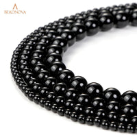 BEADNOVA Black Onyx Beads Natural Crystal Beads Stone Gemstone Round Loose Energy Healing Beads with Free Crystal Stretch Cord for Jewelry Making (8mm, 45-48pcs) 8mm 01) Black Onyx Agate Round Beads