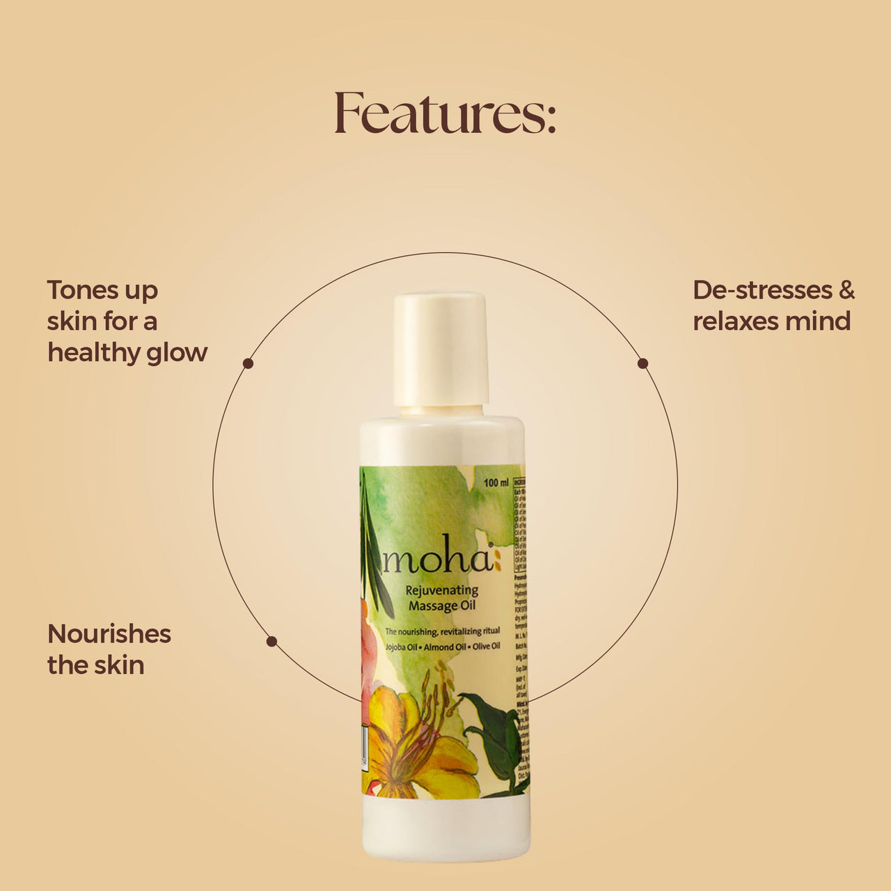 Moha: Rejuvenating Massage Oil 200ml And Foot Cream 100gm Combo | D-stresses and Tones the Skin with Jojoba Oil, Almond Oil and Olive Oil, Foot Cream For Rough, Dry and Cracked Heel Combo Pack