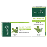 Biotique Bio Morning Nectar Flawless Cream Bathing Bar, 150g & Biotique Basil And Parsley Revitalizing Body Soap, 150g
