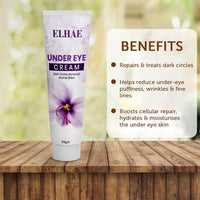ELAHE Under Eye Cream for Dark Circles - Gel-Based, Organic & Natural with Saffron, Almond, Turmeric, Aloe - Anti-Puffiness, Wrinkle Care & Brightening for Women & Men - 50g