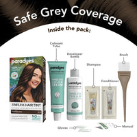 Paradyes Dark Brown Timeless Hair Tint, Permanent Crème Hair Colour for Natural-Looking Results, Complete Grey Coverage, Long-Lasting Formula Free from PPD, Ammonia, & Resorcinol, 3.0 Dark Brown