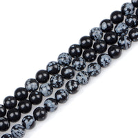 Bymitel 210pcs Natural Crystal Beads Stone Gemstone Round Energy Healing Loose Beads with Stretch Cord for Jewelry Making Bracelets Anklets (Snowflake, 4mm 210pcs) Snowflake