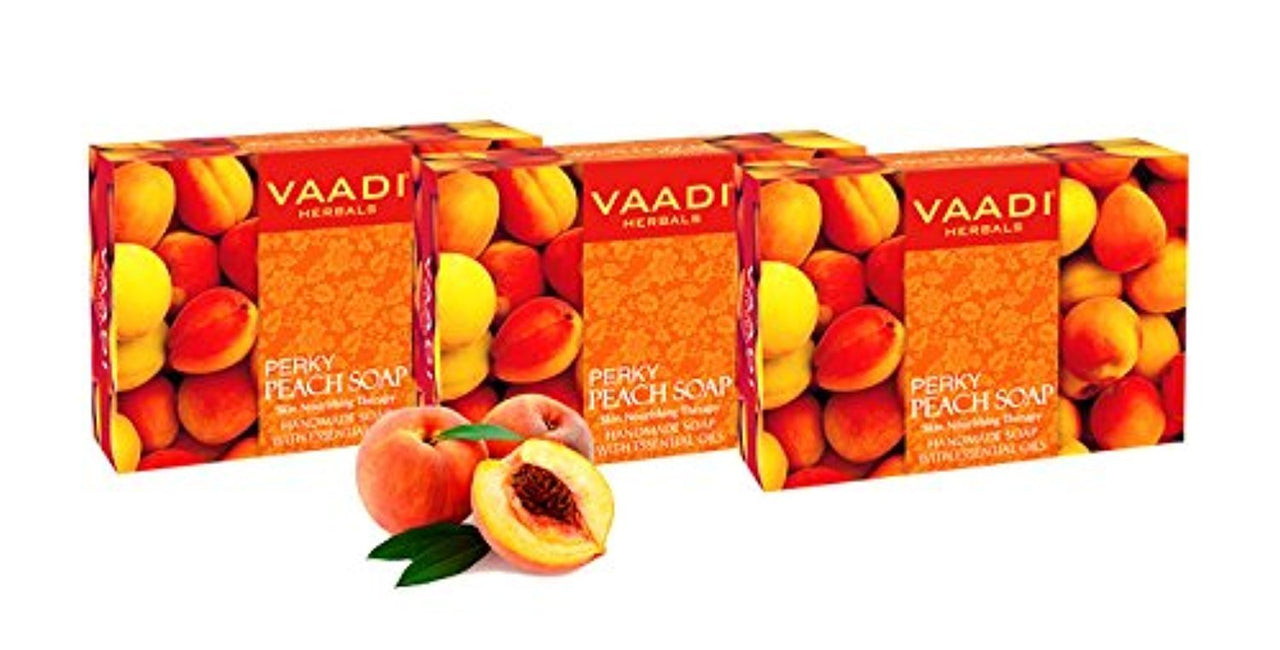 Vaadi Herbals Perky Peach Soap with Almomd Oil, 3 x 75g