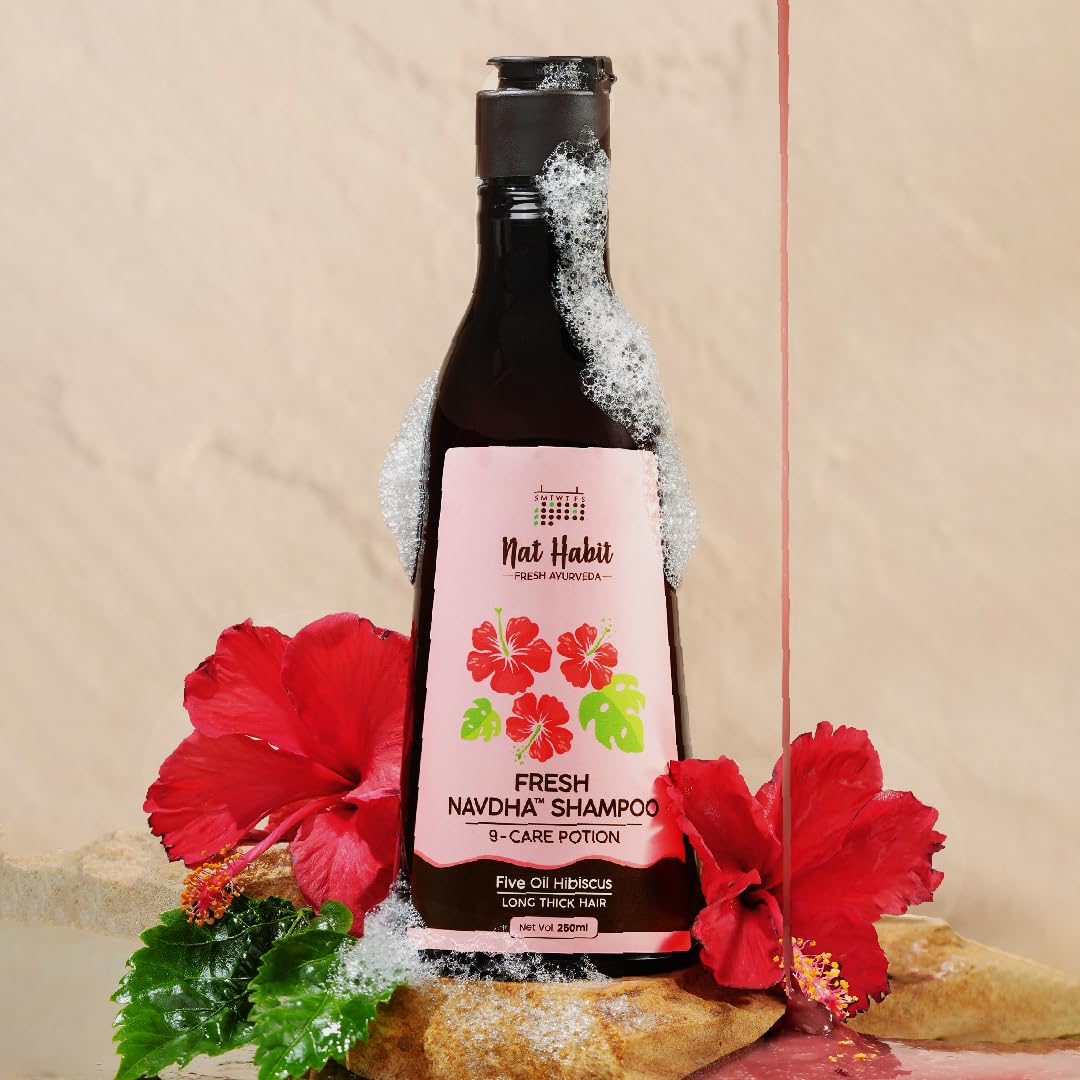 Nat Habit Five Oil Hibiscus Shampoo and Conditioner Combo for Women & Men Hair Fall Control, 72 Hr Frizz Control
