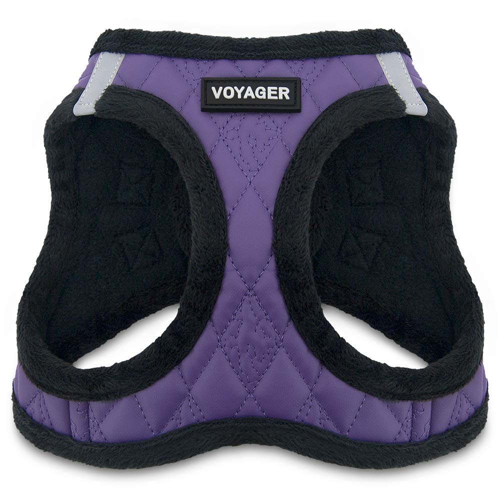 Voyager Step-In Plush Dog Harness – Soft Plush, Step In Vest Harness for Small and Medium Dogs by Best Pet Supplies - Harness (Purple Faux Leather), S (Chest: 14.5 - 16") Harness (Purple Faux Leather) S (Chest: 14.5 - 16")