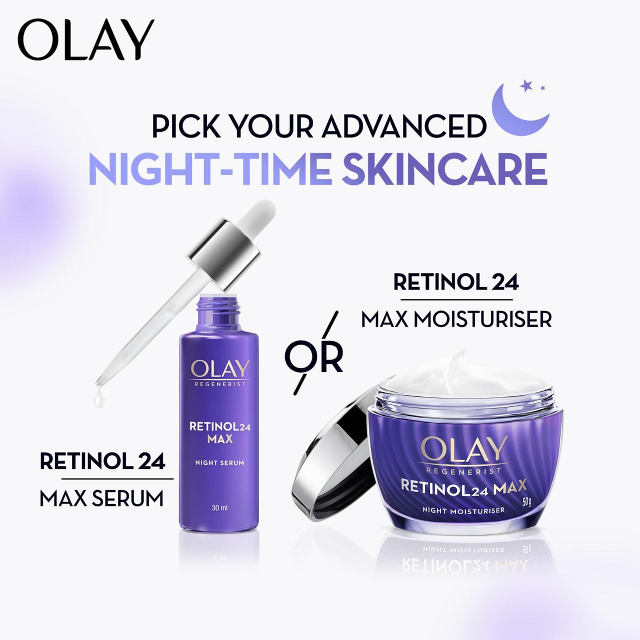 Olay Retinol24 Max Night Serum l Visibly Reduces Fine Lines in 7 Nights | Max Repair, Max Hydration l No Redness or Irritation | Fragrance Free l Normal, Oily, Dry and Combination Skin l 30ml