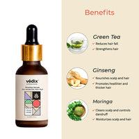 Vedix Hair Serum, Prachay Customized Ayurvedic Hair Serum For Women & Men, With Green Tea, Ginseng & Moringa For Moderate Hair Fall, Reduces Hair Fall - 30 Ml (Packing May Vary, 100 Gm)