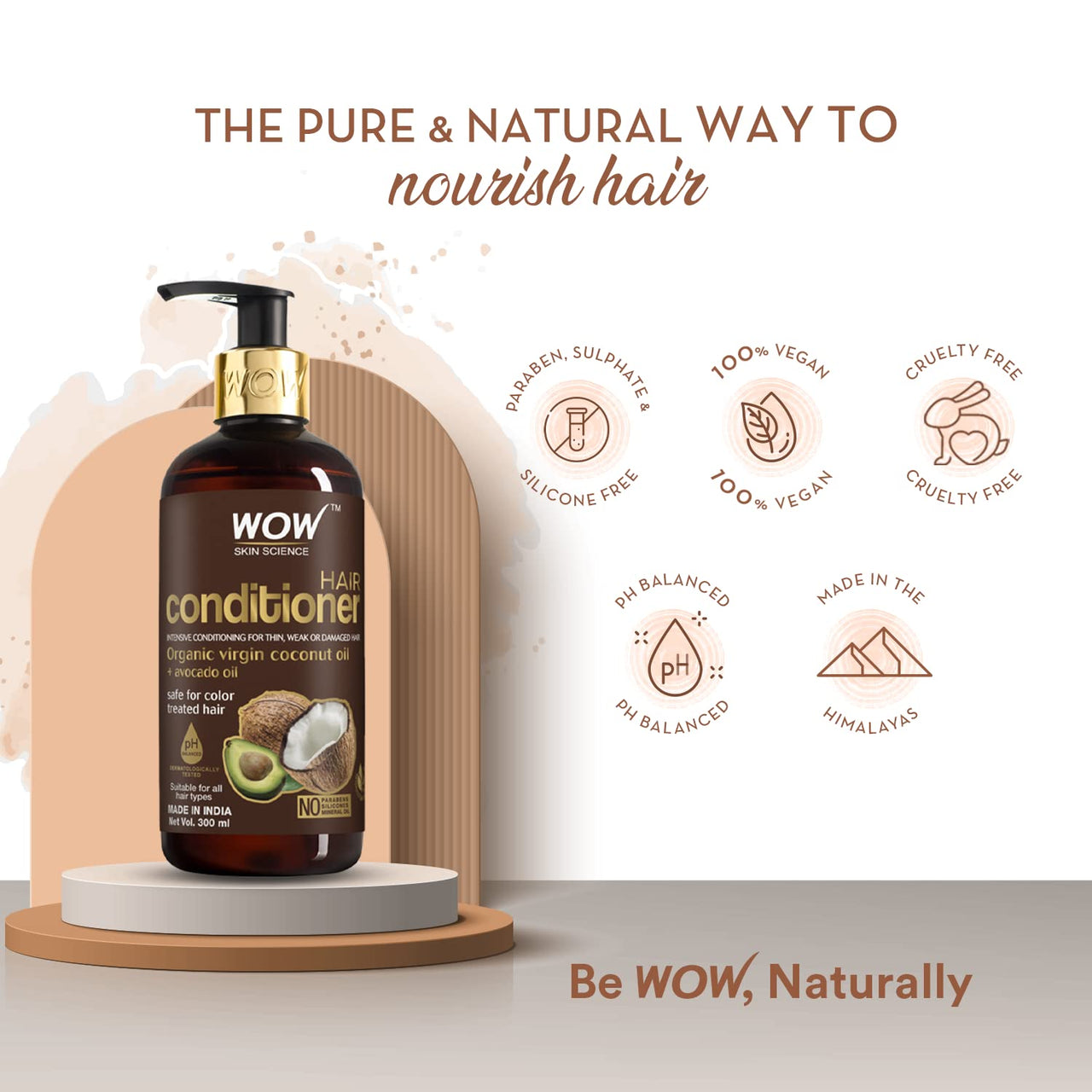 WOW Skin Science Coconut & Avocado Oil | Intensive Conditioning For Thin, Weak And Damaged Hair| No Parabens & Sulphate Hair Conditioner| Suitable For All Hair Types, 1, 300 Millilitre