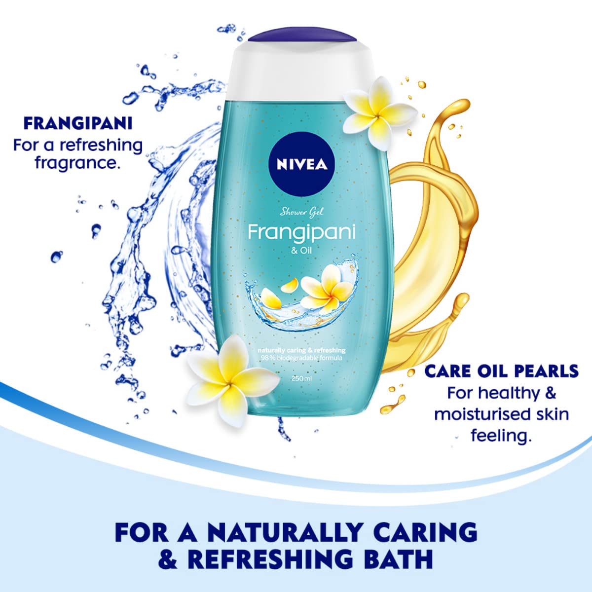 NIVEA Frangipani and oil 125 ml Body Wash| Shower Gel with Frangipani and Care Oil | Pure Glycerin for Instant Soft & Summer Fresh Skin|Microplastic Free |Clean, Healthy & Moisturized Skin