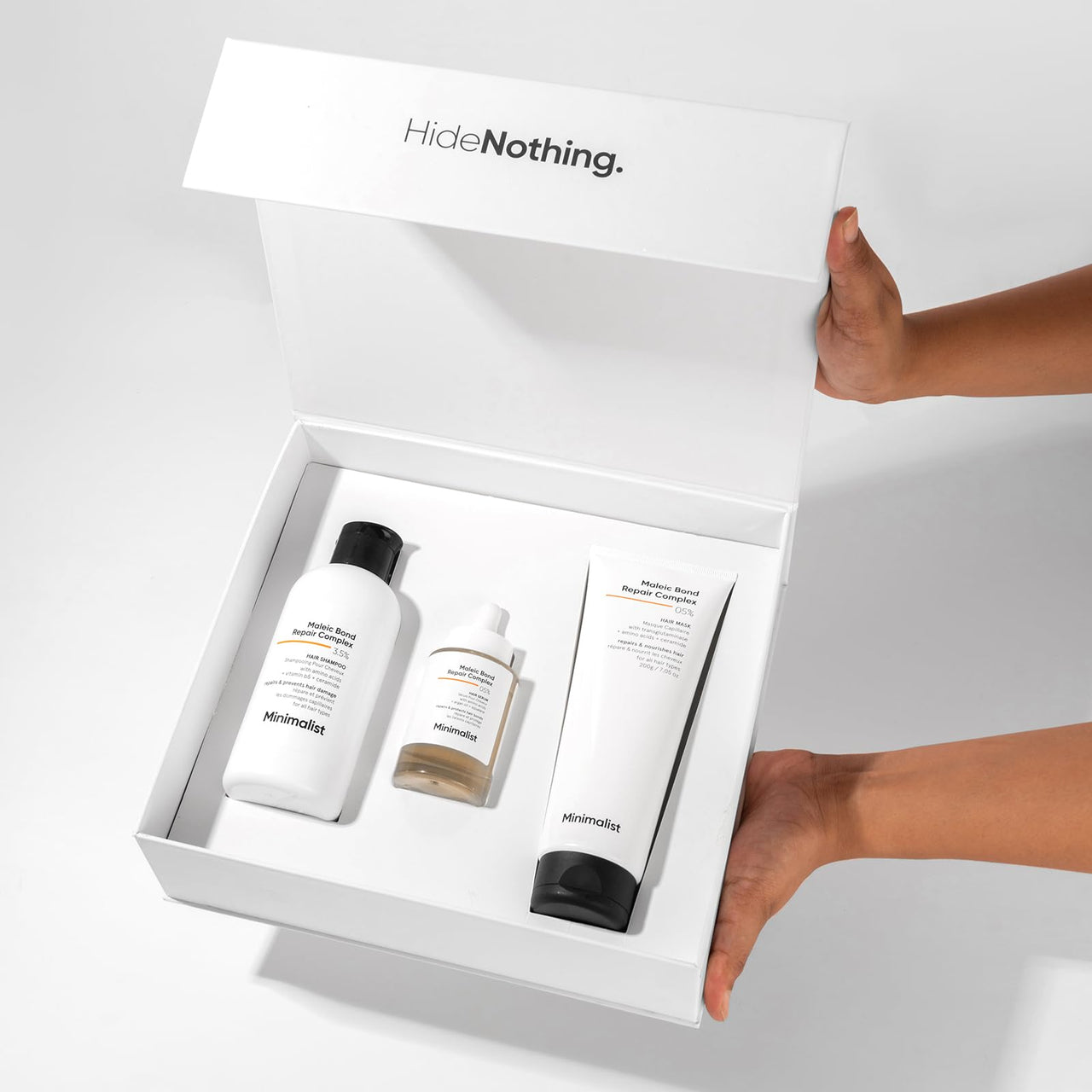 Minimalist Maleic Bond Repair Hair Care Gift Set | Hair Serum, Shampoo, Mask Trio